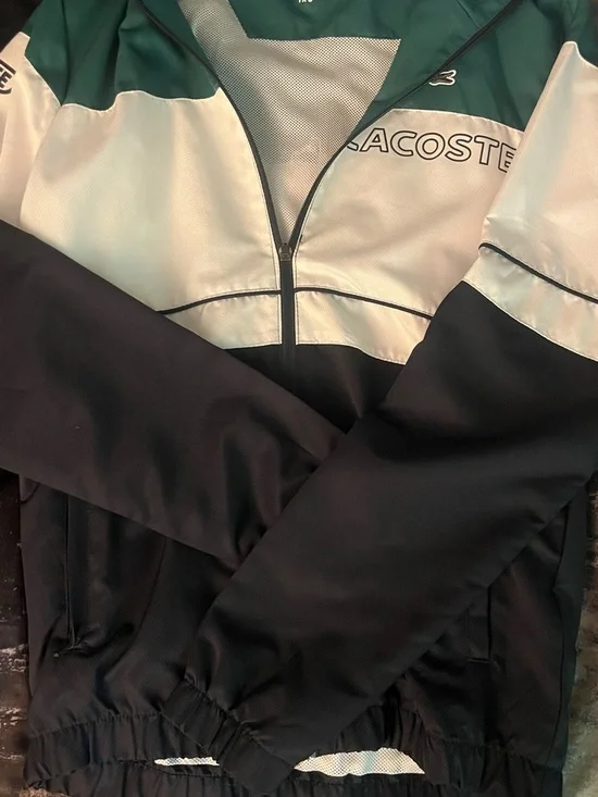 Lacoste Men’s Green, White & Black Colorblock Windbreaker - Picture 2 of 2